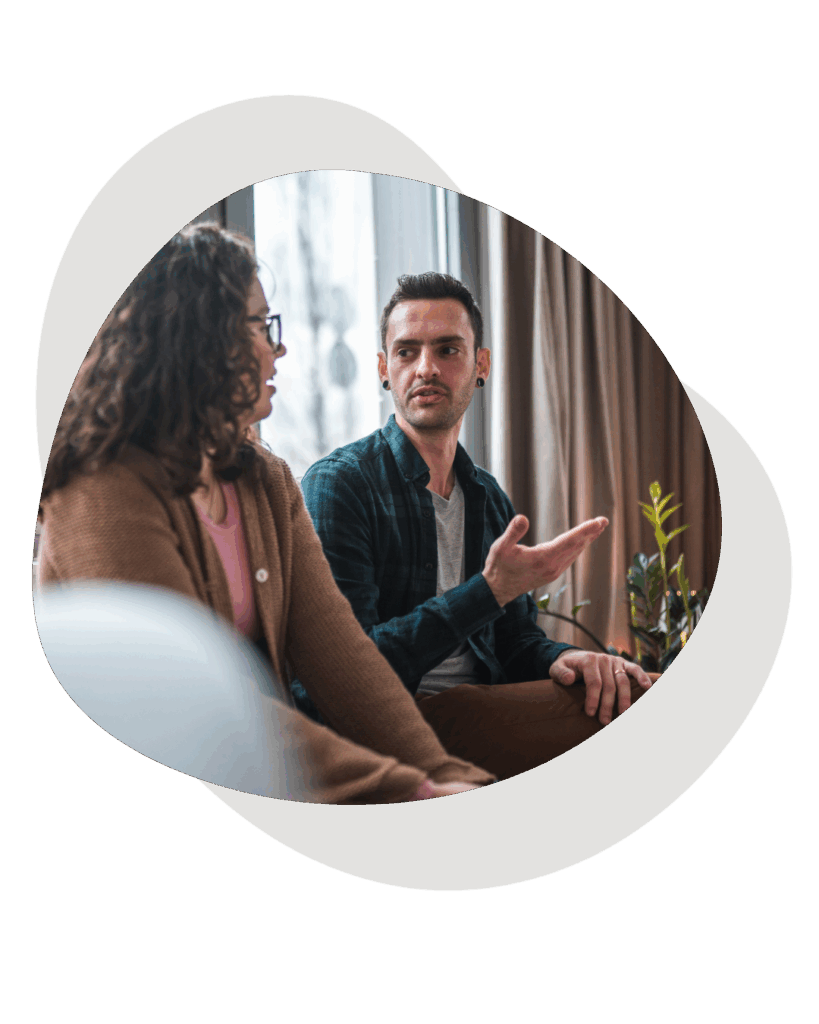 Couple in Therapy talking with hands