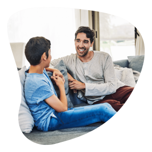 dad and son talking