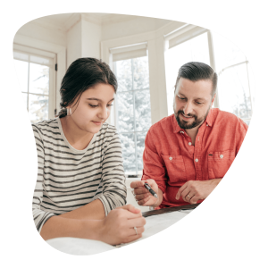 dad and daughter working